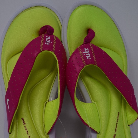 nike neon green slippers